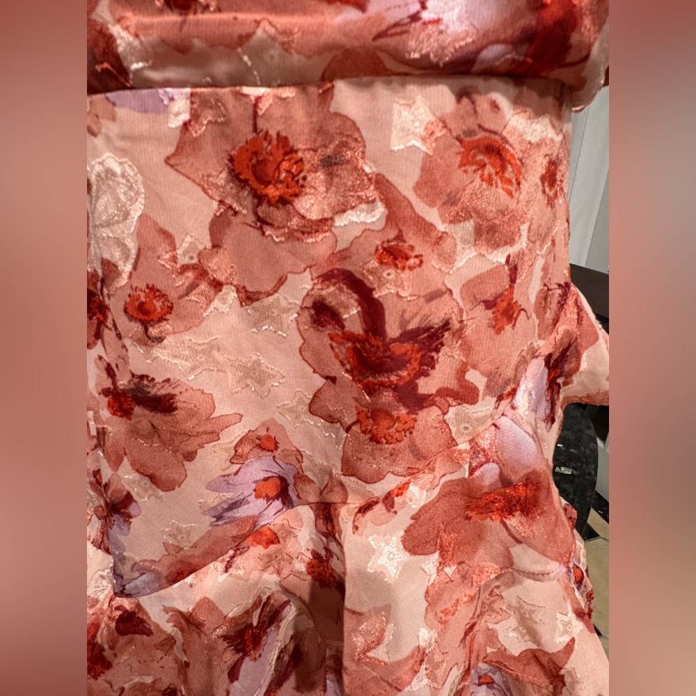 LUSH BLUSH RUST NEW WITH TAG LARGE Floral Ruffle High-Low Dress - Picture 3 of 9